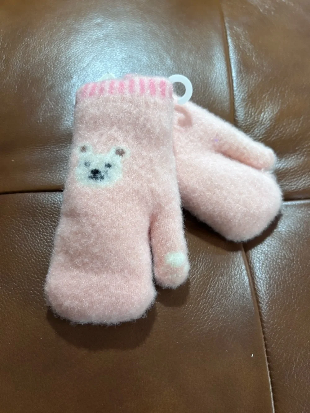 NWT Kids Pink Bear Mittens - Cozy Winter Gloves